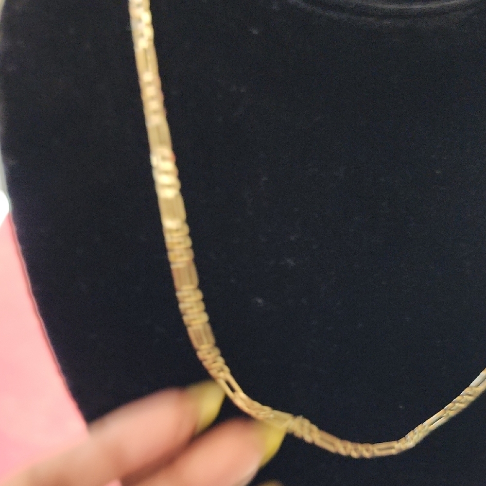 Gold Plated Figaro Chain Necklace 20" Vintage Made in Korea Unisex - Picture 6 of 7